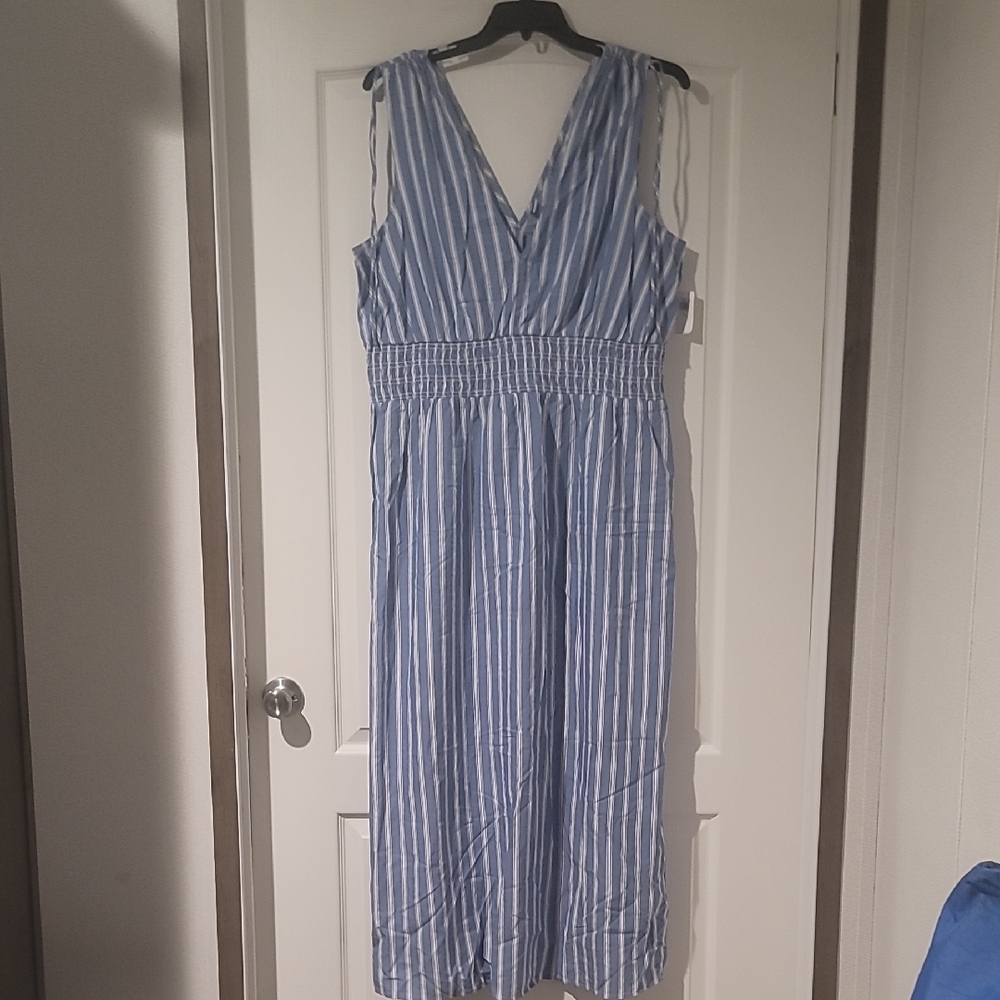 NWT Old Navy Blue/White  Striped Sleeveless Dress Size XL Tall